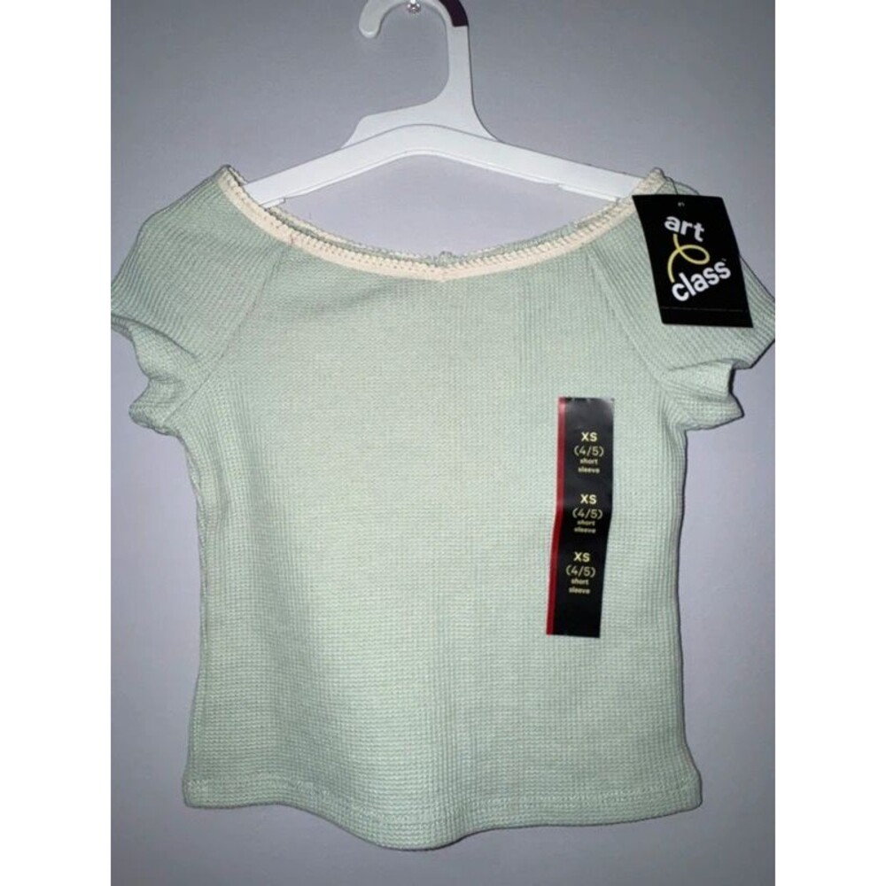 Art Class Girls Mint Green Knit Short Sleeve Top Size XS 4/5